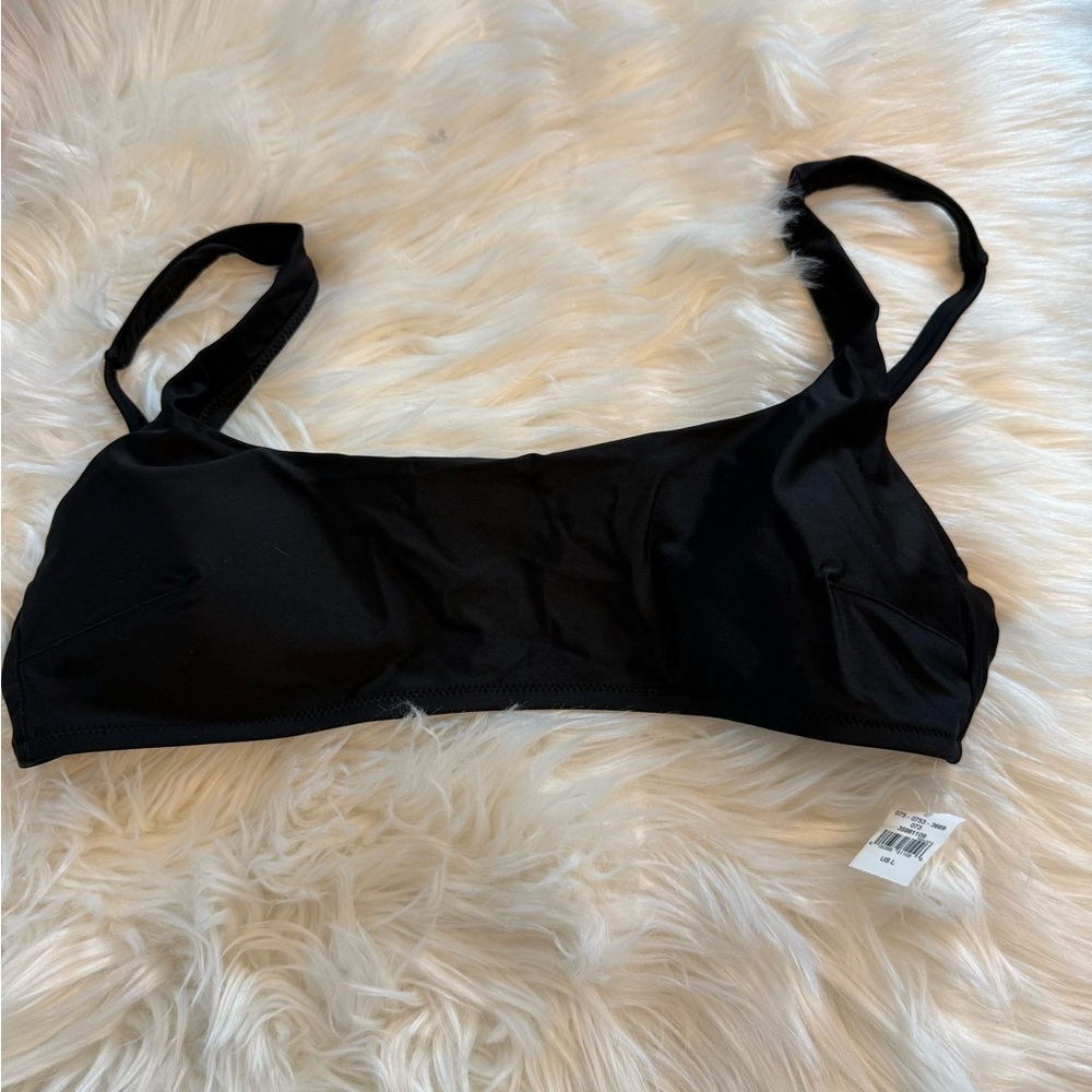 NWT Aerie Sporty Tie Back Bikini Top | Size L | Black Swimwear